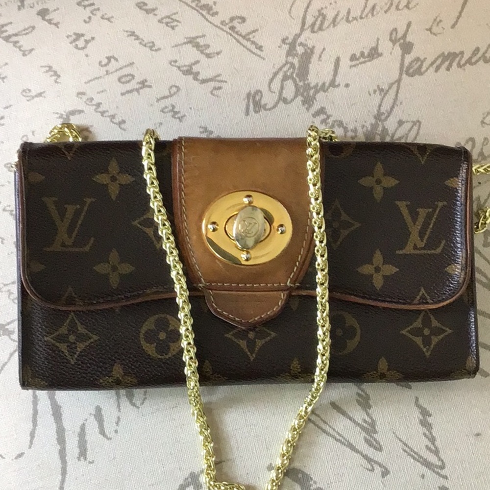 Louis Vuitton Brown and Gold Monogram Clutch